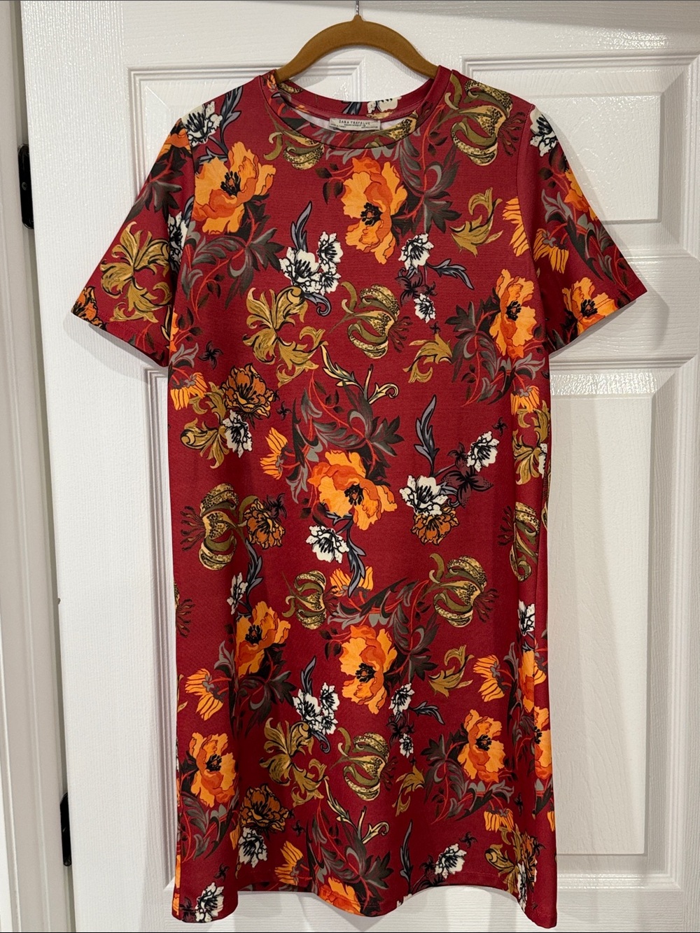 Zara Trafaluc Floral Mini T-Shirt Dress